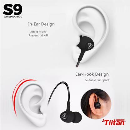 Tiitan Stereo Wired Earbuds in Ear Earphones with Built in Microphone S9